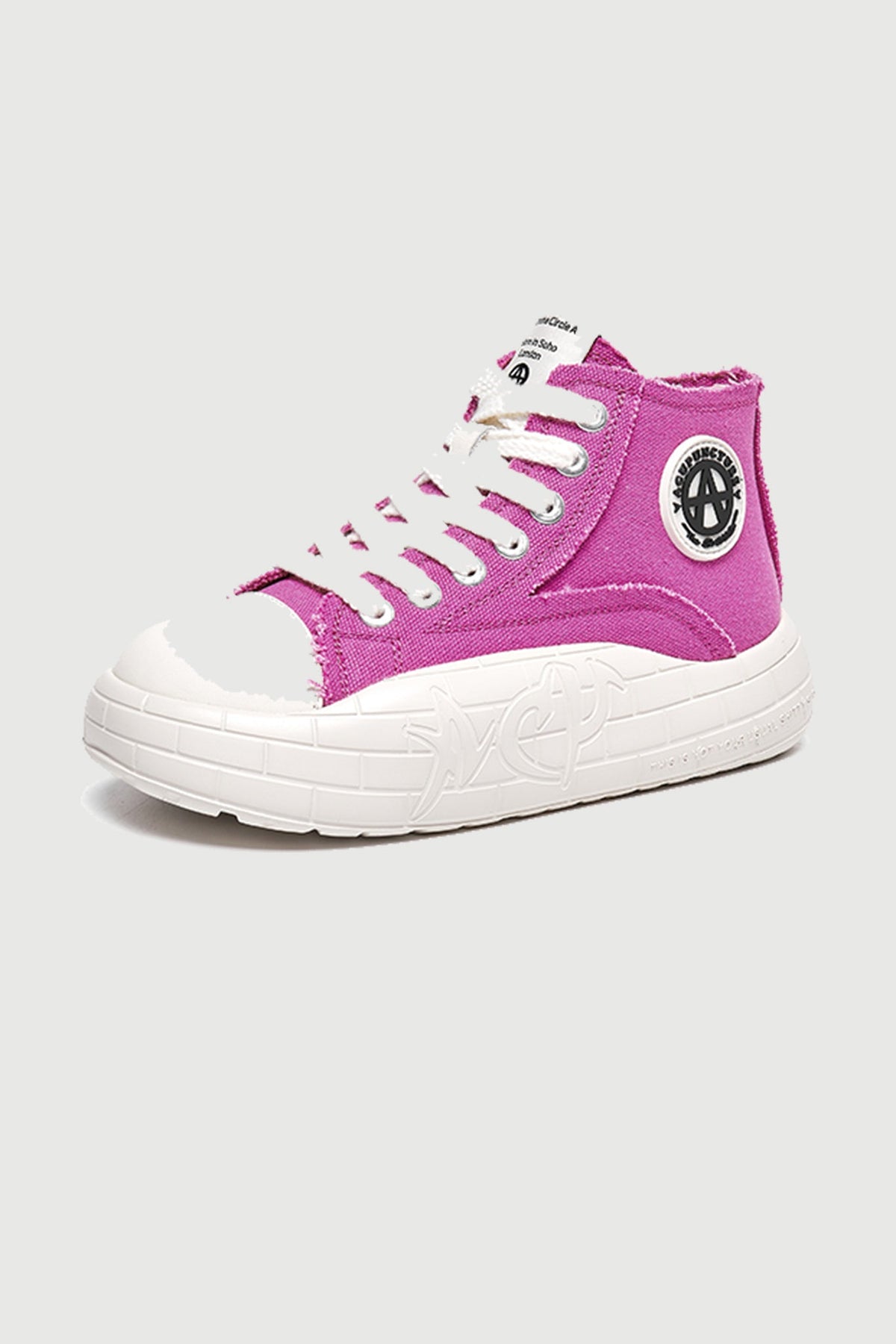NYU Vulc Mid Pink/White — three-quarter product view