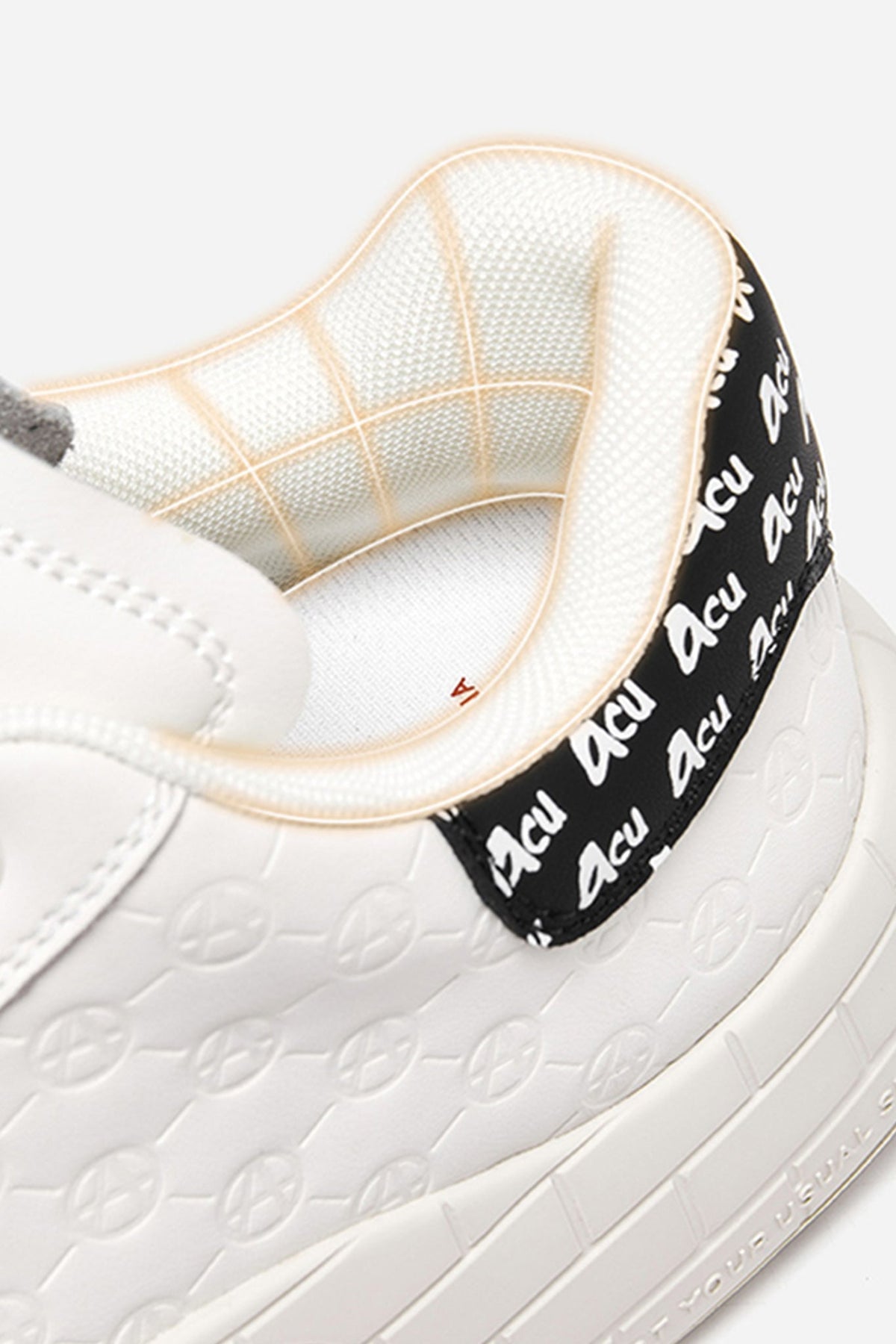 NYU Vulc Glyph White — construction detail close-up