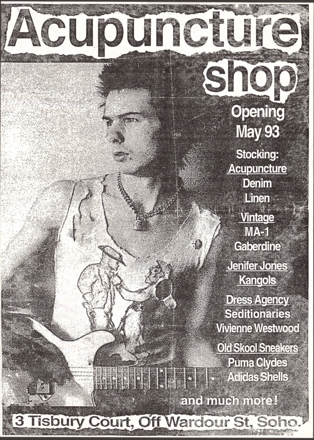 Acupuncture’s original May 1993 shop-opening advert.